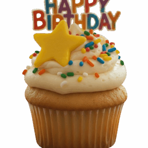 Vanilla Happy Birthday Cupcake