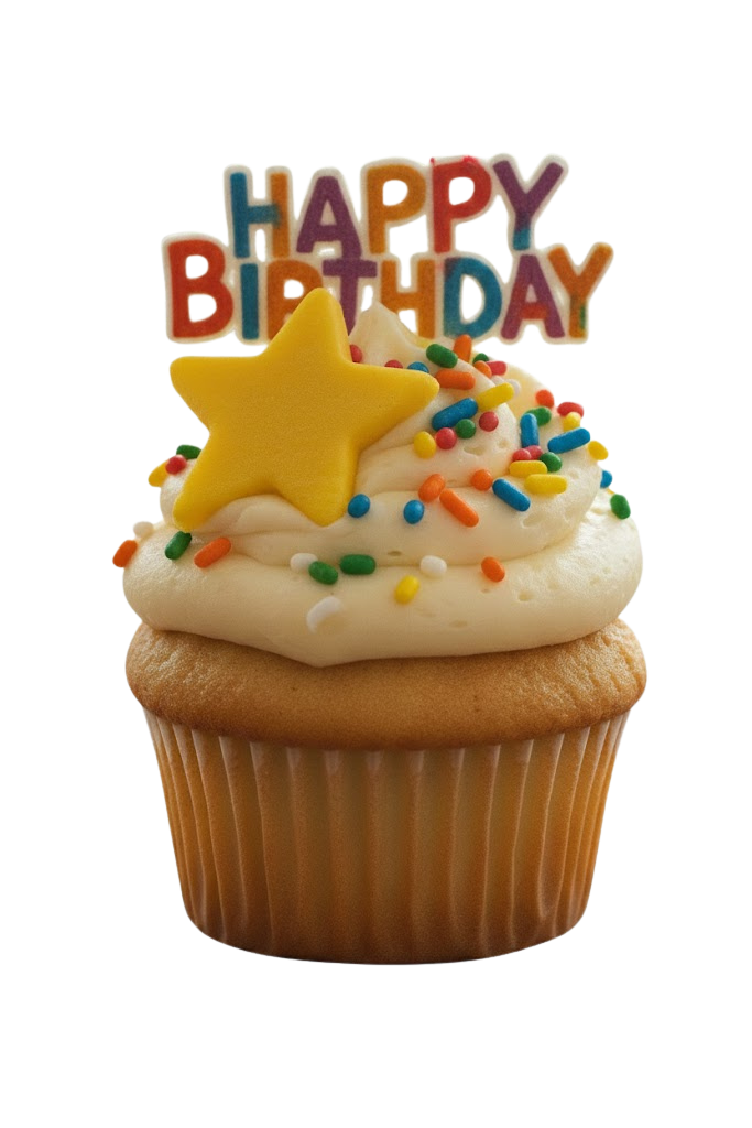 Vanilla Happy Birthday Cupcake